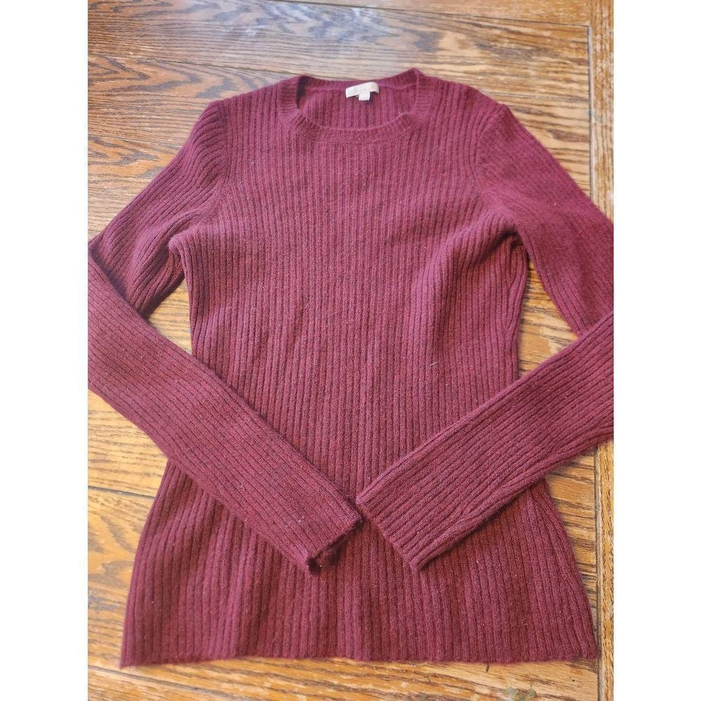 Minnie Rose cashmere blend red ribbed sweater sz Large